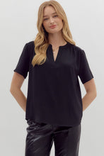 Load image into Gallery viewer, Entro Black Shirred Shoulder Top
