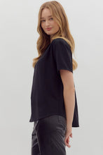 Load image into Gallery viewer, Entro Black Shirred Shoulder Top
