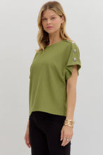 Load image into Gallery viewer, Entro Olive Gold Button Top
