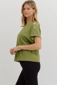 Avocado Gold Accent Top