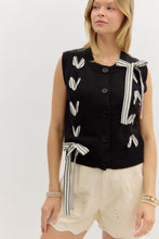 Load image into Gallery viewer, Black Ribbon Bow Vest
