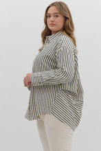 Load image into Gallery viewer, Navy Textured Stripe Top - Plus
