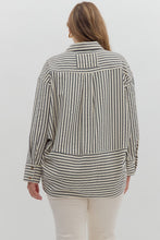 Load image into Gallery viewer, Navy Textured Stripe Top - Plus
