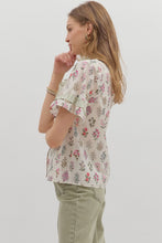 Load image into Gallery viewer, Entro Green Ruffle Floral Top
