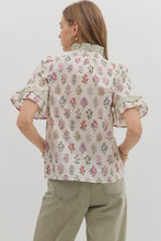 Load image into Gallery viewer, Entro Green Ruffle Floral Top
