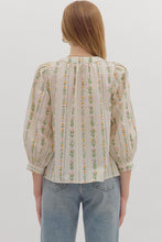 Load image into Gallery viewer, Entro Ecru Floral Ruffle Tie Top
