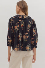 Load image into Gallery viewer, Black Floral Ruffle Top
