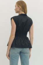 Load image into Gallery viewer, Entro Black Smock Zip Top
