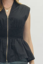 Load image into Gallery viewer, Entro Black Smock Zip Top
