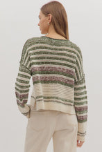 Load image into Gallery viewer, Heather Olive Stripe Sweater
