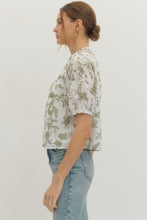 Load image into Gallery viewer, Entro Eyelet Floral Olive Top
