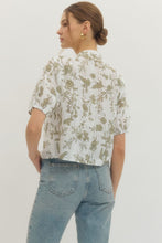 Load image into Gallery viewer, Entro Eyelet Floral Olive Top
