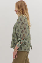 Load image into Gallery viewer, Sage Floral Tie Sleeve Top
