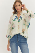 Load image into Gallery viewer, Entro Floral Cream Chiffon Top
