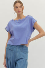 Load image into Gallery viewer, Entro Periwinkle Grommet Trim Tee
