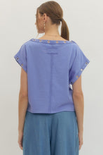 Load image into Gallery viewer, Entro Periwinkle Grommet Trim Tee
