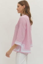 Load image into Gallery viewer, Pink Gingham 3/4 Sleeve Top
