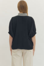 Load image into Gallery viewer, Black Gingham Trim Top
