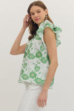 Load image into Gallery viewer, Entro Green Eyelet Floral Top

