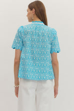 Load image into Gallery viewer, Navy Geometric Scalloped Top
