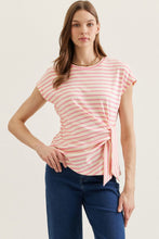 Load image into Gallery viewer, Entro Pink Stripe Tie Front Top
