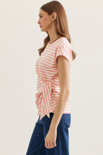 Load image into Gallery viewer, Entro Pink Stripe Tie Front Top

