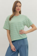 Load image into Gallery viewer, Entro Green Stripe Side Slit Top
