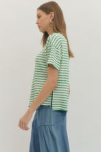 Load image into Gallery viewer, Entro Green Stripe Side Slit Top
