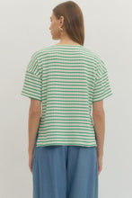 Load image into Gallery viewer, Entro Green Stripe Side Slit Top
