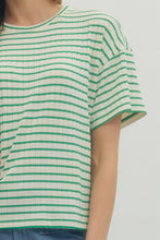 Load image into Gallery viewer, Entro Green Stripe Side Slit Top
