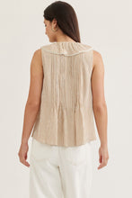 Load image into Gallery viewer, Entro Tan Stripe Ruffle Tank
