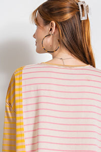 Mixed Mustard + Rose Striped Top