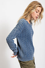 Load image into Gallery viewer, Washed Denim Cable Sweater
