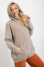 Load image into Gallery viewer, Washed Mocha Studded Hoodie
