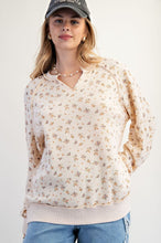 Load image into Gallery viewer, Easel Oatmeal Floral Waffle Pullover
