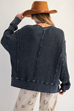 Load image into Gallery viewer, Black Washed Waffle Pullover

