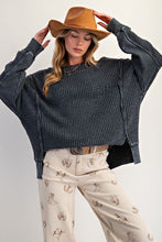 Load image into Gallery viewer, Black Washed Waffle Pullover

