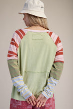 Load image into Gallery viewer, Easel Pink + Green Mixed Sleeve Top
