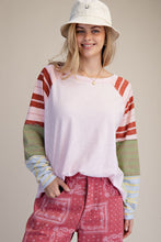 Load image into Gallery viewer, Easel Pink + Green Mixed Sleeve Top
