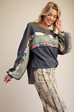 Load image into Gallery viewer, Ash Navy Floral Panel Pullover
