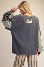 Load image into Gallery viewer, Ash Navy Floral Panel Pullover
