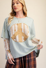Load image into Gallery viewer, Mint Lace Sleeve Peace Top
