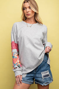 Grey Bright Patch Sleeve Sweatshirt
