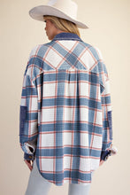 Load image into Gallery viewer, Blue Plaid Waffle Shacket
