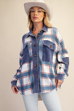 Load image into Gallery viewer, Blue Plaid Waffle Shacket
