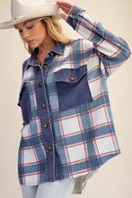 Load image into Gallery viewer, Blue Plaid Waffle Shacket
