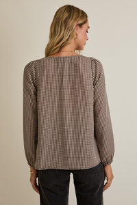 Brown Gingham Check Top