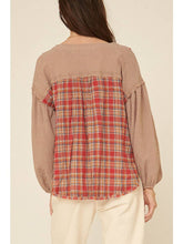 Load image into Gallery viewer, Red Contrast Plaid Top

