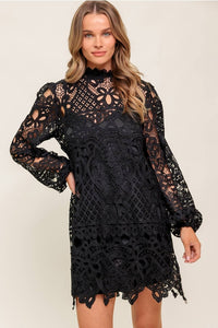 Flying Tomato Black Lace Mini Dress