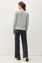 Load image into Gallery viewer, Grey Stripe Mock Neck Sweater
